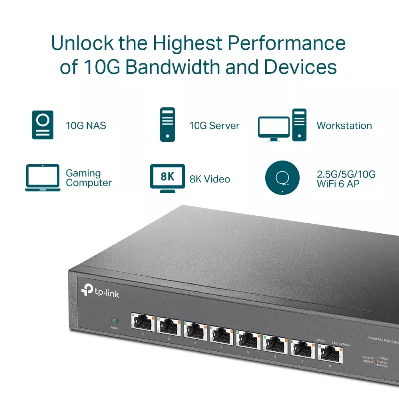 Nevaldomas jungiklis TP-Link TL-SX1008 8 prievadų 10G stalinis/statybinis