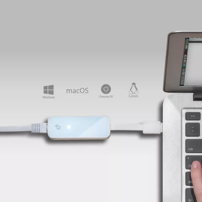 TP-Link UE200 tinklo adapteris (USB 2.0), eternetas 10/100 Mbit/s, baltos spalvos
