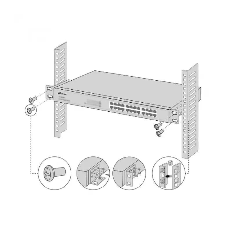 TVirtinimo rinkinys TP-Link Omada 19 colių jungikliams Rack Mount Kit juodas metalas