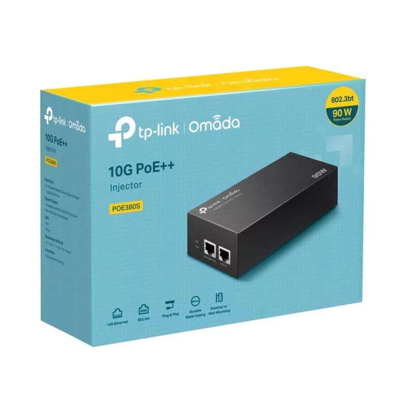 PoE įpurškiklis TP-Link Omada POE380S 10 Gigabit Ethernet 100-240V juodas