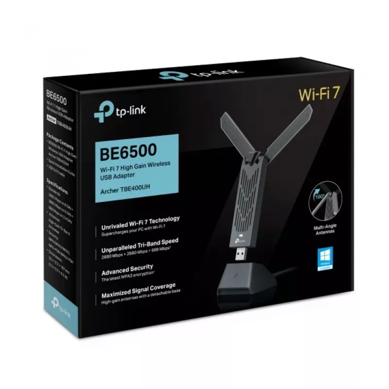 Belaidis adapteris TP-Link Archer TBE400UH Wi-Fi 7 USB 3.0 2882 Mbit/s