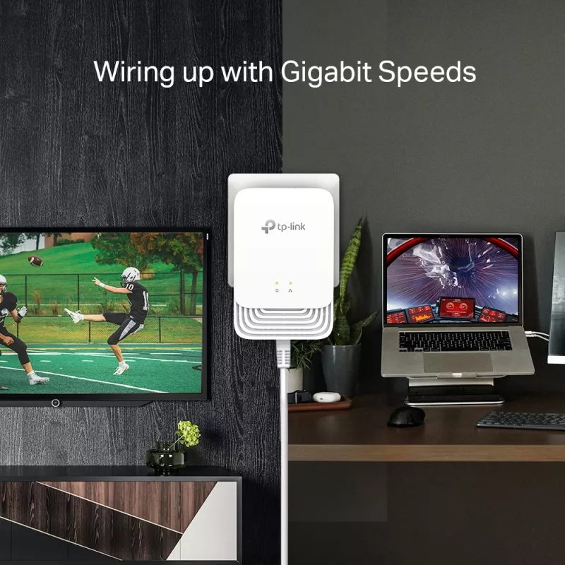 TP-Link G.hn1200 Powerline rinkinys, 607 Mbit/s, Gigabit Ethernet, 10/100/1000 Mbit/s, HomePlug AV2, 300 m, Baltas