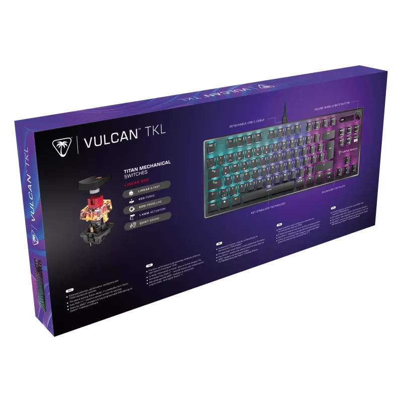 Turtle Beach Vulcan TKL klaviatūra, žaidimų USB, QWERTZ, vokiška, juoda