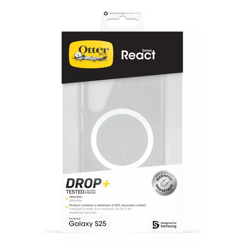 Samsung Otterbox React Case su magnetais, Galaxy S25, 15.8 cm (6.2 inch), juoda, permatoma