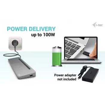 i-tec USB-C metalinė ergonomiška 3x 4K doko stotelė su 100 W galios tiekimu