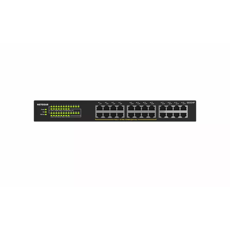 NETGEAR GS324P nevaldomas Gigabit Ethernet (10/100/1000) komutatorius su PoE 1U juodas