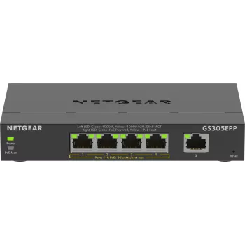 NETGEAR GS305EPP 5 prievadų Gigabit Ethernet valdomas komutatorius su PoE