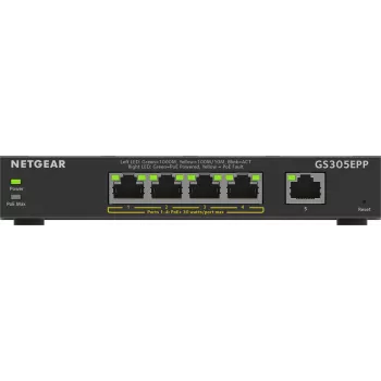 NETGEAR GS305EPP 5 prievadų Gigabit Ethernet valdomas komutatorius su PoE