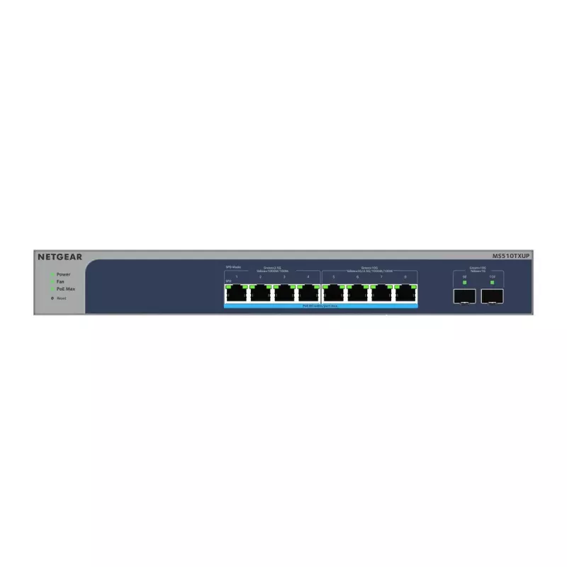 NETGEAR MS510TXUP tinklo jungiklis Valdomas L2/L3/L4 10G Ethernet (100/1000/10000) Power over Ethernet (PoE) Pilka, Mėlyna