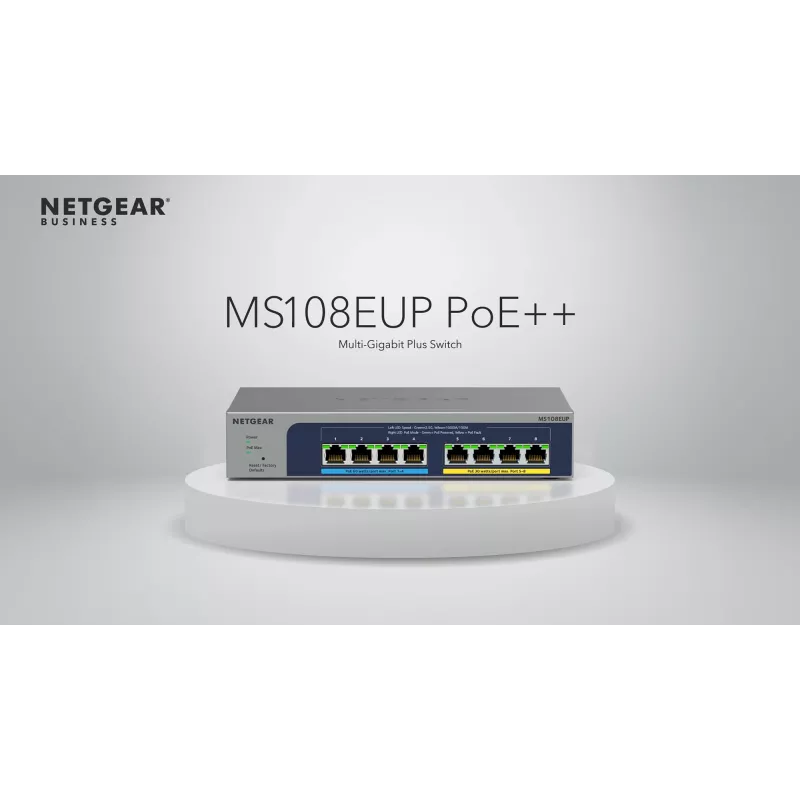NETGEAR 8 prievadų Ultra60 PoE++ kelių gigabitų (2,5G) Ethernet Plus valdomas jungiklis L2/L3 2,5G Ethernet (100/1000/2500) Power over Ethernet (PoE) pilkas