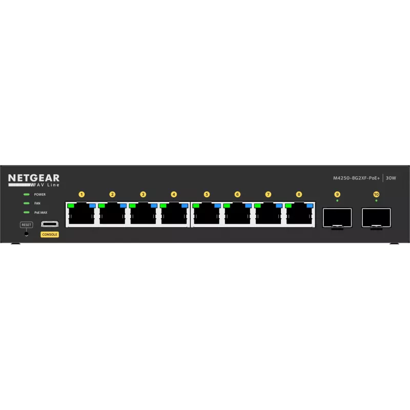 Valdomas jungiklis NETGEAR GSM4210PX 8x1G PoE+ 220W 2xSFP+