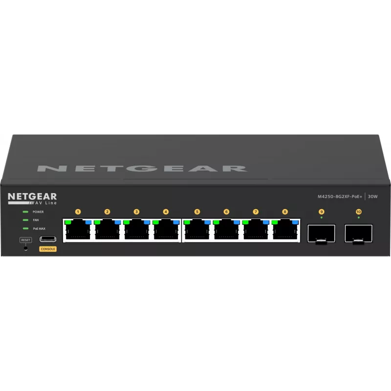 Valdomas jungiklis NETGEAR GSM4210PX 8x1G PoE+ 220W 2xSFP+
