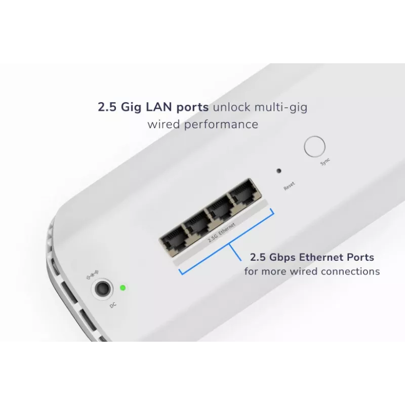NETGEAR Orbi 870 papildomas palydovas, trijų juostų (2,4 GHz / 5 GHz / 6 GHz), Wi-Fi 7 (802.11be), balta, 4 vidinės antenos