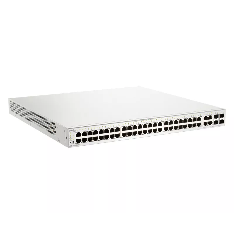 D-Link 52 prievadų Gigabit PoE+ Nuclias Smart Managed Switch su 4x 1G kombinuotais prievadais, 370W