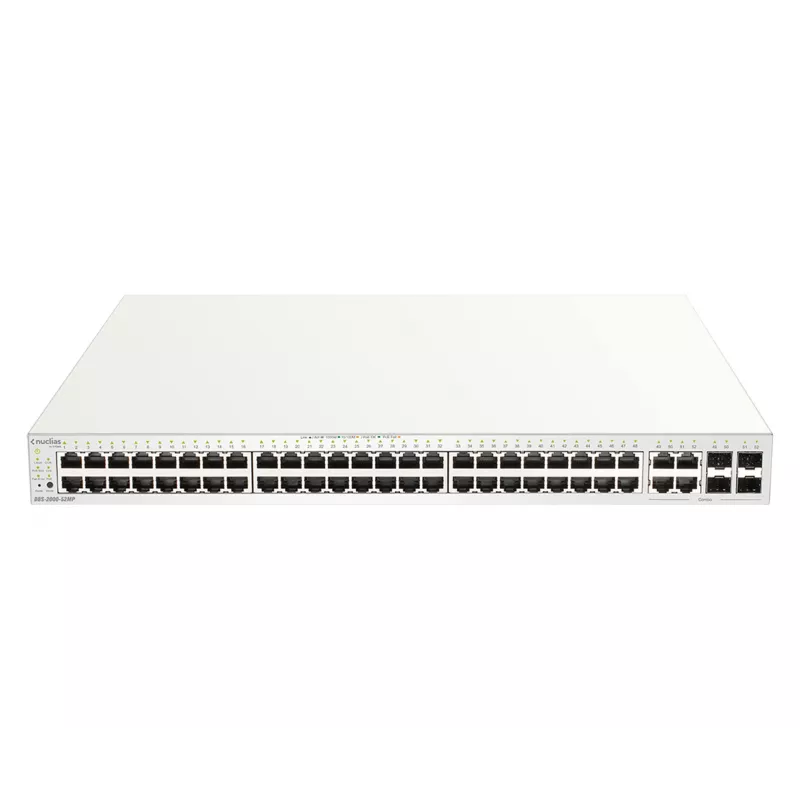 D-Link 52 prievadų Gigabit PoE+ Nuclias Smart Managed Switch su 4x 1G kombinuotais prievadais, 370W