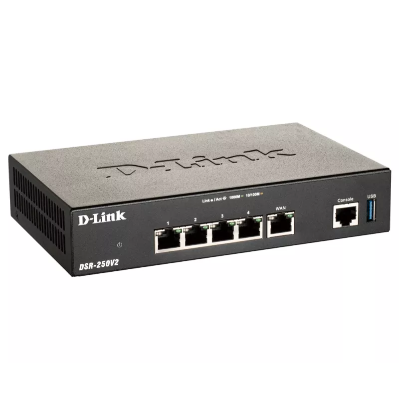 D-Link DSR-250V2/E saugus VPN maršrutizatorius, 4 Gigabit prievadai