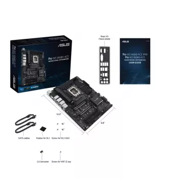 Motininė plokštė ASUS PRO WS W680-ACE — Intel W680 ATX, LGA 1700, DDR5, 4 DIMM (128 GB), 3x M.2, 2x 2,5Gb LAN, 7.1 garso