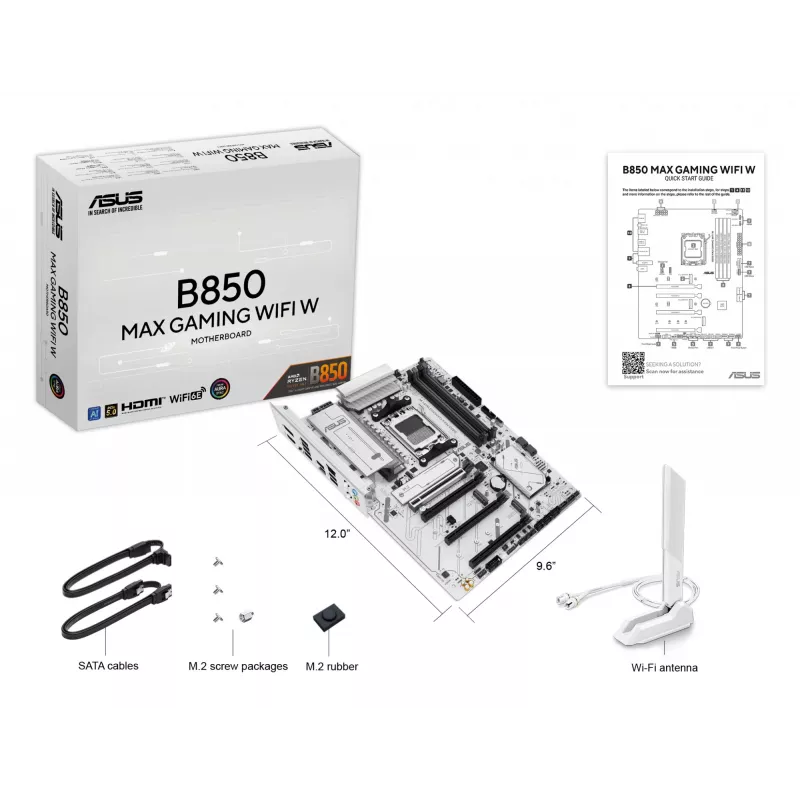 ASUS B850 MAX GAMING WIFI W pagrindinė plokštė AMD B850 Socket AM5 ATX