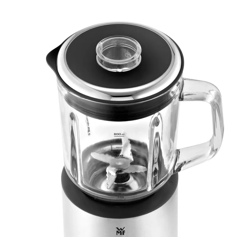 Stalo blenderis WMF KITCHENminis 0416490011, 0,8 L, 400 W, juodas, nerūdijantis plienas, permatomas