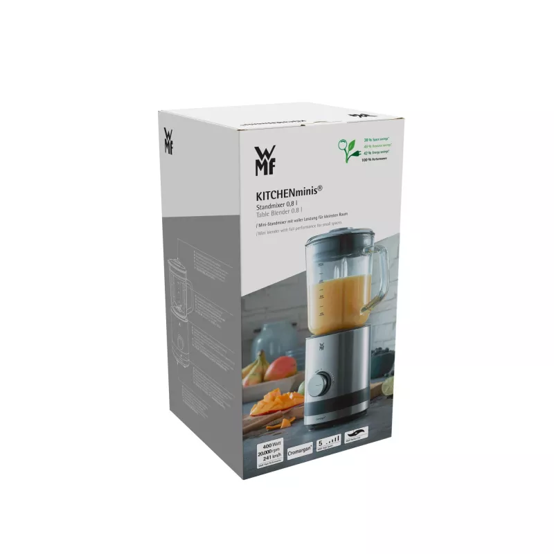 Stalo blenderis WMF KITCHENminis 0416490011, 0,8 L, 400 W, juodas, nerūdijantis plienas, permatomas