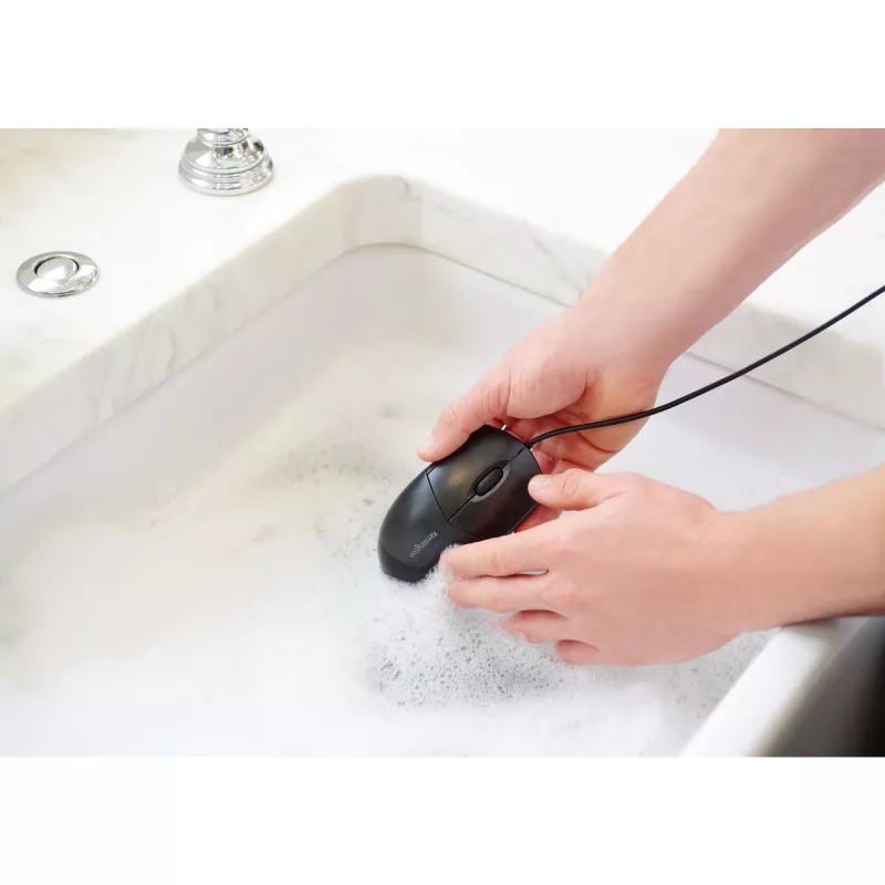 Kensington Pro Fit Wired Washable Mouse, ambidekstrinė, optinė, USB, 1600 DPI, juoda