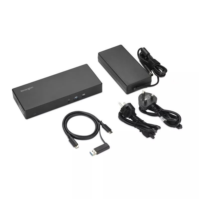 Kensington SD4781P EQ USB-C ir USB-A dviguba 4K dokų stotis, laidinė, USB 3.2 Gen 2 (3.1 Gen 2) Type-C, 100 W, 3.5 mm, 10/100/1000 Mbit/s, juoda