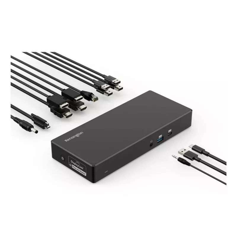 Kensington SD4781P EQ USB-C ir USB-A dviguba 4K dokų stotis, laidinė, USB 3.2 Gen 2 (3.1 Gen 2) Type-C, 100 W, 3.5 mm, 10/100/1000 Mbit/s, juoda