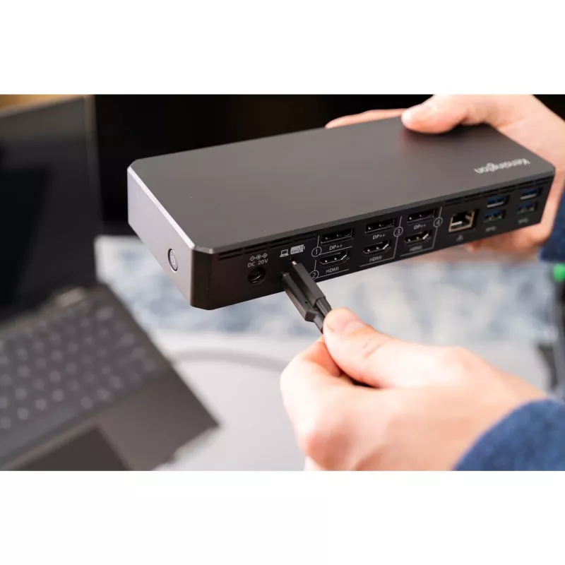 Kensington SD4781P EQ USB-C ir USB-A dviguba 4K dokų stotis, laidinė, USB 3.2 Gen 2 (3.1 Gen 2) Type-C, 100 W, 3.5 mm, 10/100/1000 Mbit/s, juoda