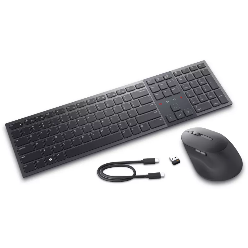 DELL KM900 belaidė klaviatūra ir pelė, RF Wireless + Bluetooth, QWERTZ vokiškas išdėstymas, grafito spalva