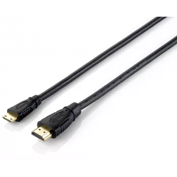 Equip HDMI į Mini HDMI laidas, 2 m, HDMI A tipo (standartinis), HDMI C tipo (Mini), 3D, 10,2 Gbit/s, juoda
