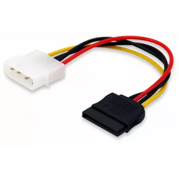 Equip SATA vidinis maitinimo laidas, Molex (4 kontaktų) į SATA 15 kontaktų, 0,15 m, tiesus, tiesus