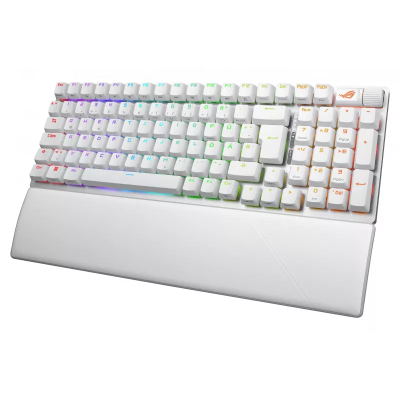 ASUS ROG Strix Scope II 96 Wireless klaviatūra, USB + RF belaidis + Bluetooth, QWERTZ, balta
