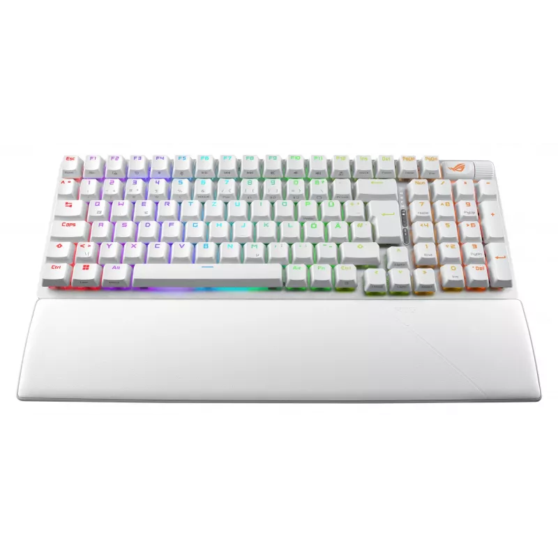 ASUS ROG Strix Scope II 96 Wireless klaviatūra, USB + RF belaidis + Bluetooth, QWERTZ, balta