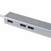 Equip USB-C į 3 prievadų USB 3.0 šakotuvas su Gigabit adapteriu, USB 3.2 Gen 1 Type-C, sidabrinis, aliuminis