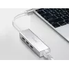 Equip USB-C į 3 prievadų USB 3.0 šakotuvas su Gigabit adapteriu, USB 3.2 Gen 1 Type-C, sidabrinis, aliuminis