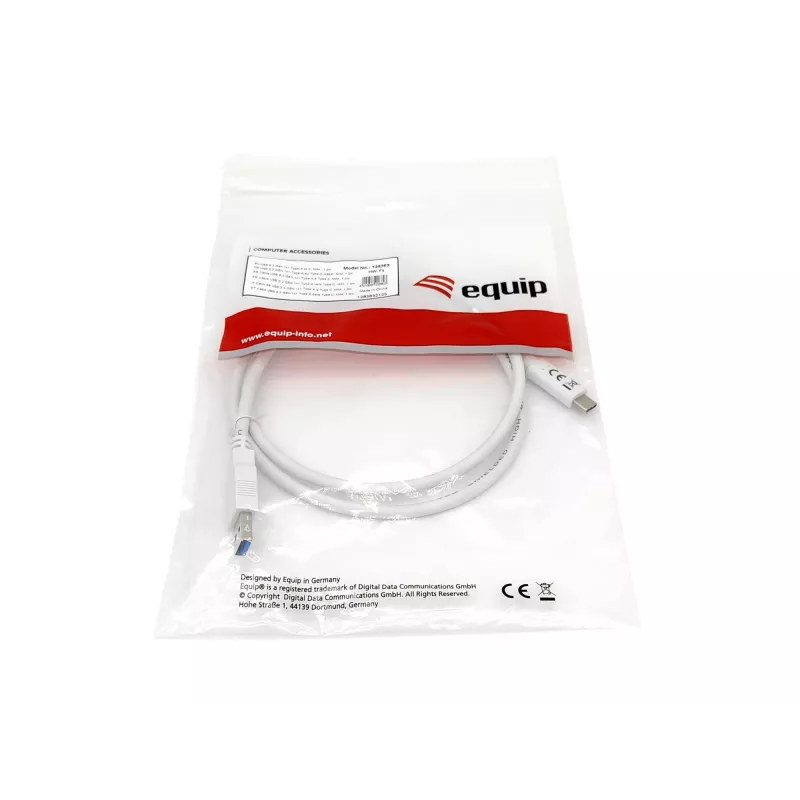 Equip USB 3.2 Gen 1 Type-C į A laidas, M/M, 1 m, USB A, USB C, USB 3.2 Gen 1 (3.1 Gen 1), 5 Gbit/s, Baltas