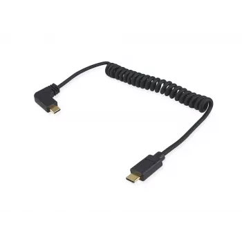 Equip USB 2.0 C į C 90° Kampinis Spiralinis Laidas M/M 1 m Juodas