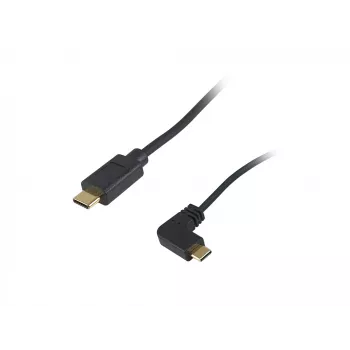 Equip USB 2.0 C į C 90° Kampinis Spiralinis Laidas M/M 1 m Juodas