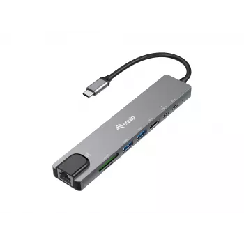 Equip USB-C 8 in 1 universalus adapteris, laidinis, USB Type-C, 100 W, 1000 Mbit/s, 1000BASE-T, IEEE 802.3ab