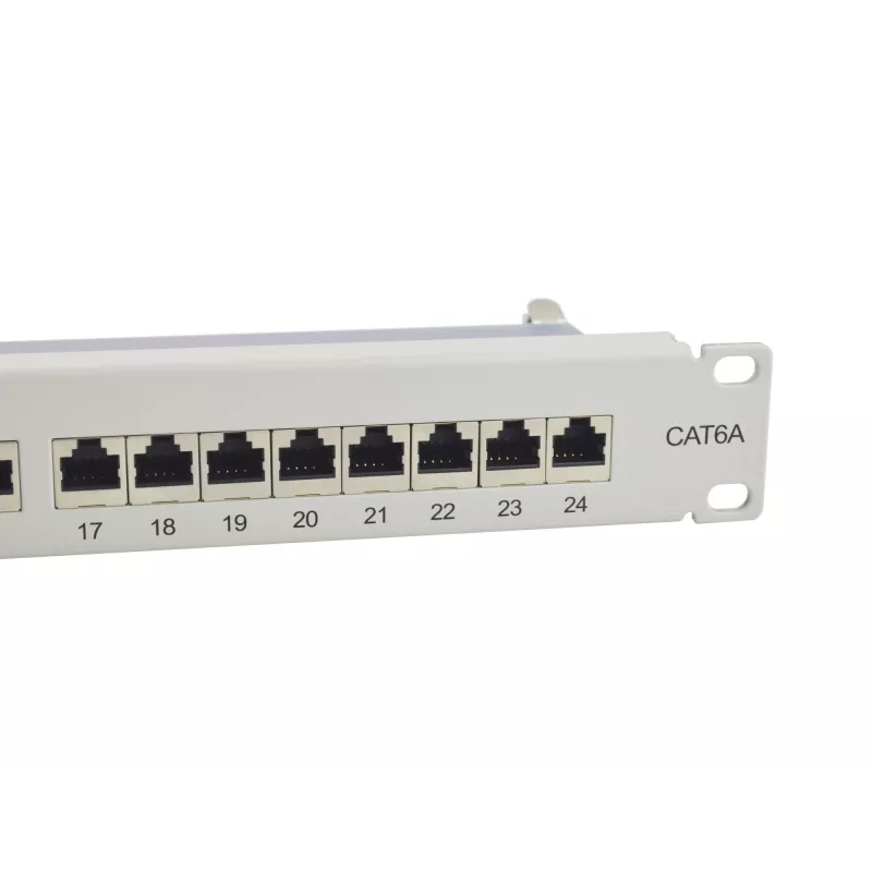 Equip 24 prievadų Cat.6A ekranuotas pataisos skydelis, šviesiai pilkas