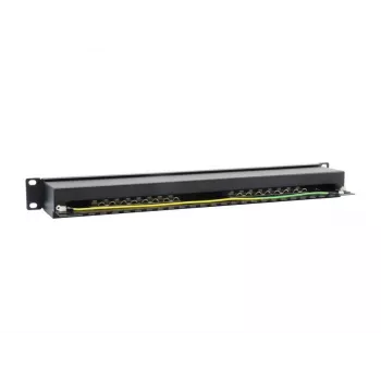 Equip 16 prievadų Cat.6 ekranuotas skirstomasis skydas, juodas, 10/100/1000Base-T(X), Gigabit Ethernet, 1000 Mbit/s, RJ-45, Cat6, montavimui į stelažą