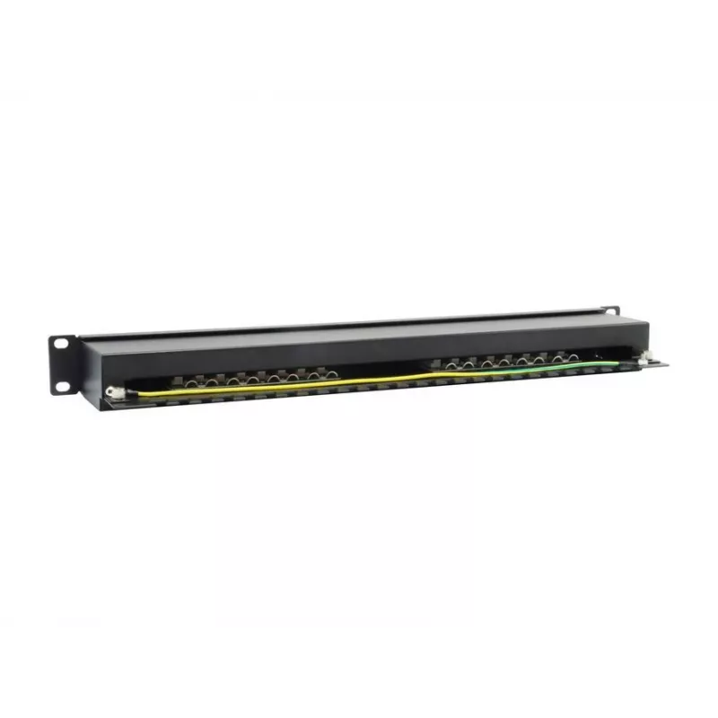 Equip 16 prievadų Cat.6 ekranuotas skirstomasis skydas, juodas, 10/100/1000Base-T(X), Gigabit Ethernet, 1000 Mbit/s, RJ-45, Cat6, montavimui į stelažą