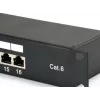 Equip 16 prievadų Cat.6 ekranuotas skirstomasis skydas, juodas, 10/100/1000Base-T(X), Gigabit Ethernet, 1000 Mbit/s, RJ-45, Cat6, montavimui į stelažą