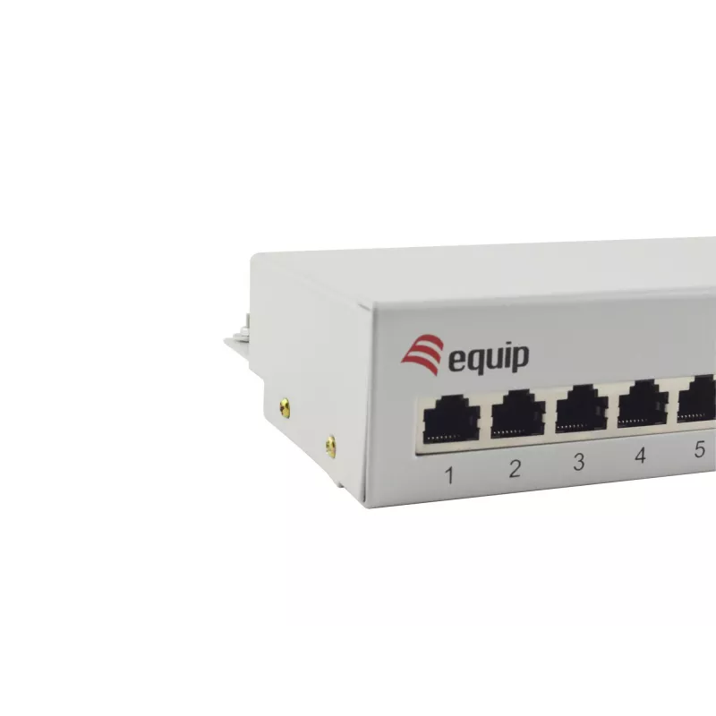 Equip 12 prievadų Cat.6 stalinis pataisos skydas, šviesiai pilkas, 10/100/1000Base-T(X), Gigabit Ethernet, 1000 Mbit/s, RJ-45, Cat6, 1U