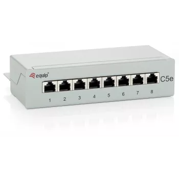 Equip 8-Port Cat.5e Desktop Patch Panel, šviesiai pilka, RJ-45, auksas, Cat5e, pilka, ANSI/TIA/EIA 568, -40 - 80 °C