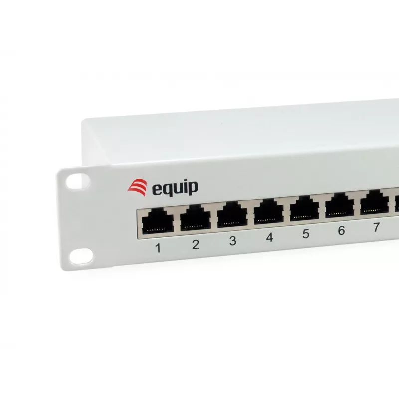 Equip 12 prievadų Cat.6 ekranuotas skirstomasis skydelis, šviesiai pilkas, Gigabit Ethernet, 1000 Mbit/s, RJ-45, Cat6, Cat6e, 1U, pilkas