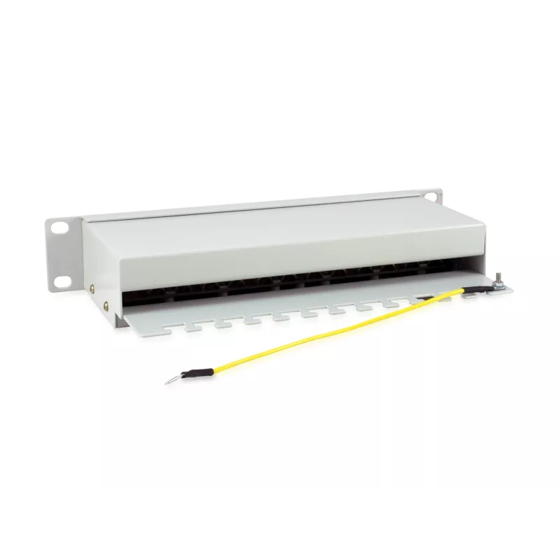 Equip 12 prievadų Cat.6 ekranuotas skirstomasis skydelis, šviesiai pilkas, Gigabit Ethernet, 1000 Mbit/s, RJ-45, Cat6, Cat6e, 1U, pilkas