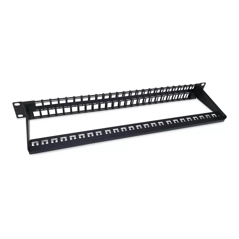 Equip 48 prievadų Keystone Cat.6 neekranuotas pataisų skydelis, juodas, RJ-45, Cat6, 1U, plienas, REACH, RoHS