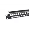 Equip 48 prievadų Keystone Cat.6 neekranuotas pataisų skydelis, juodas, RJ-45, Cat6, 1U, plienas, REACH, RoHS