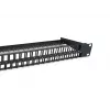 Equip 48 prievadų Keystone Cat.6 neekranuotas pataisų skydelis, juodas, RJ-45, Cat6, 1U, plienas, REACH, RoHS